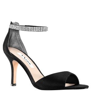 Nina Rhinestone Ankle Strap Heels w back bow